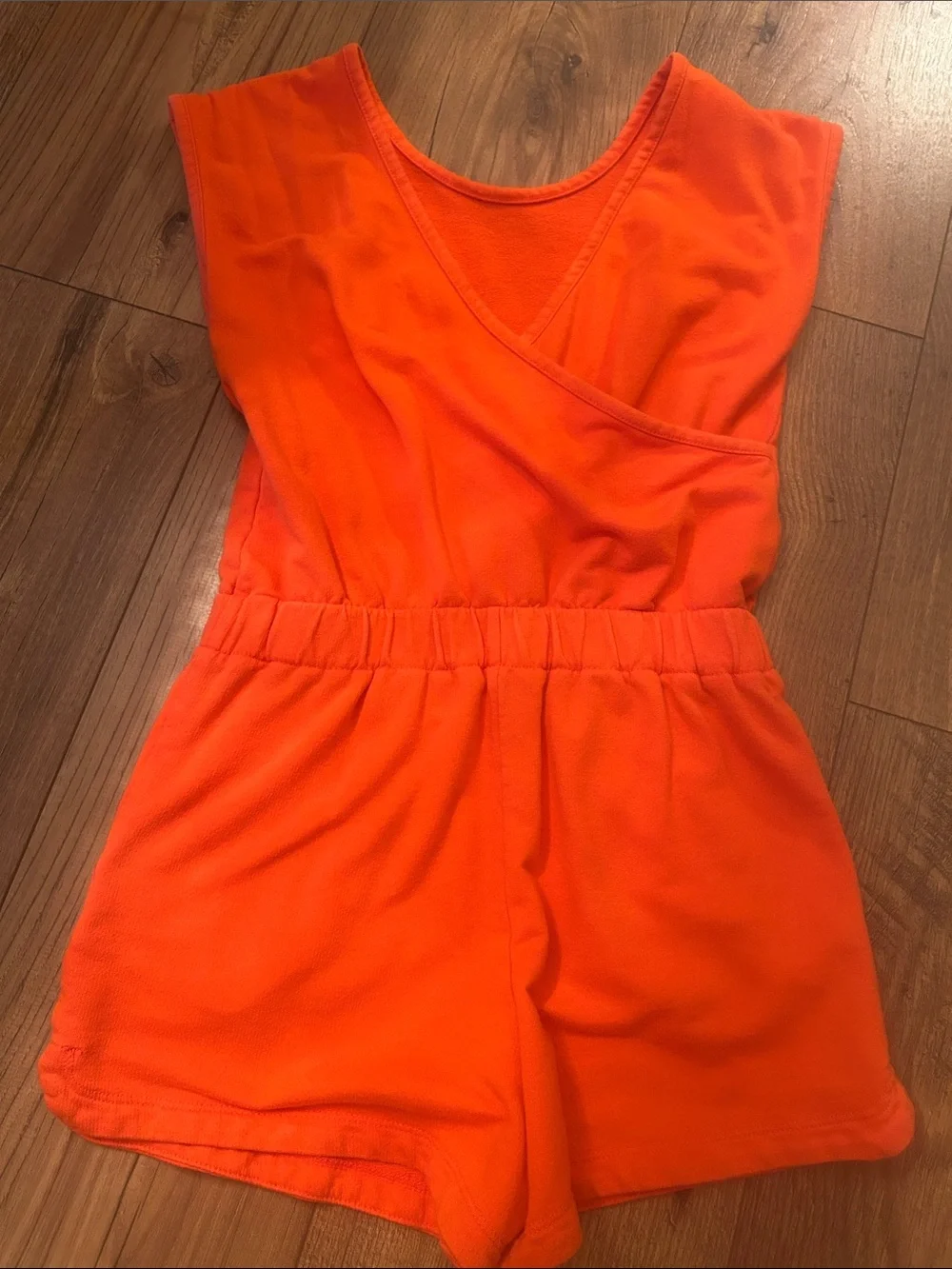 Cat & Jack Bright Orange Terry Girls Romper with Drawstring